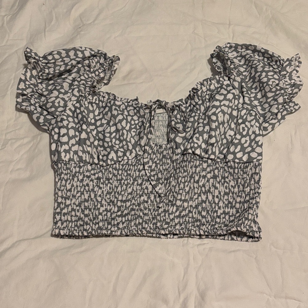 Sage Green Off-Shoulder Smocked Top